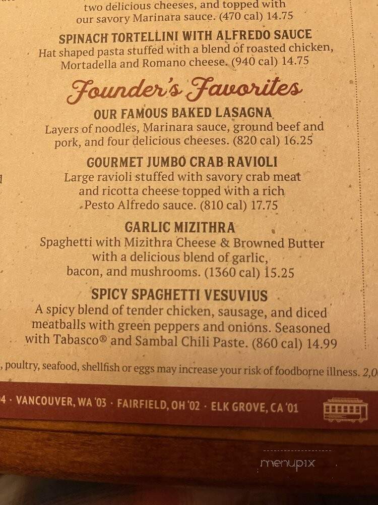 The Old Spaghetti Factory - Oklahoma City, OK menu_pic