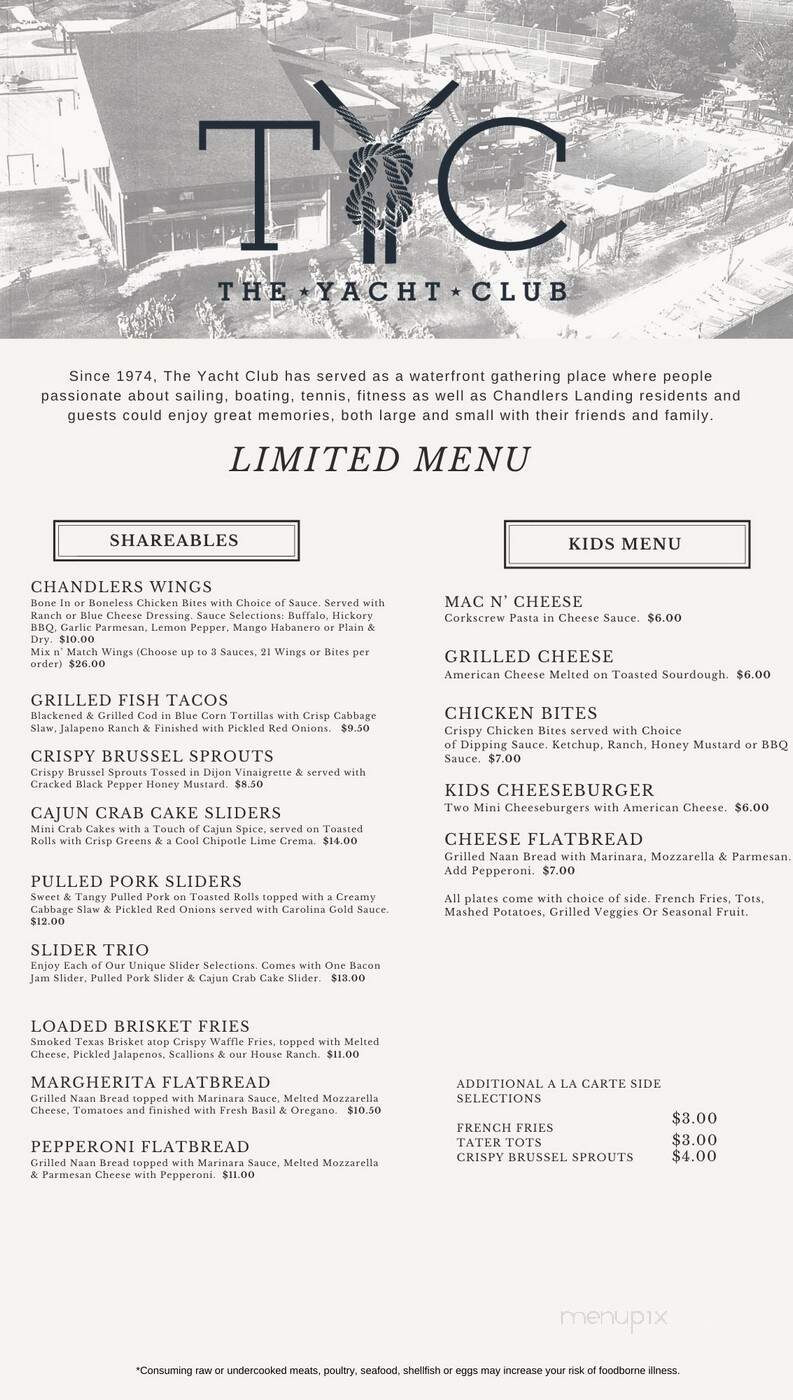 The Yacht Club at Chandlers - Rockwall, TX menu_pic