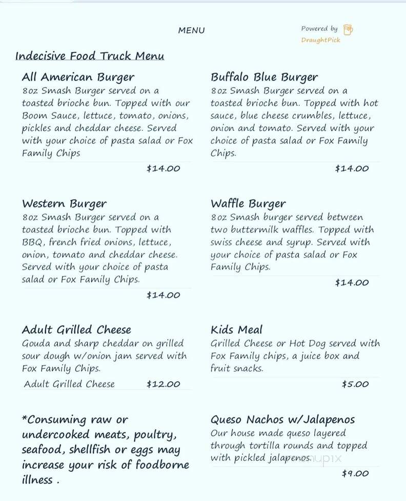 Xota Brewing Company - Waterboro, ME menu_pic
