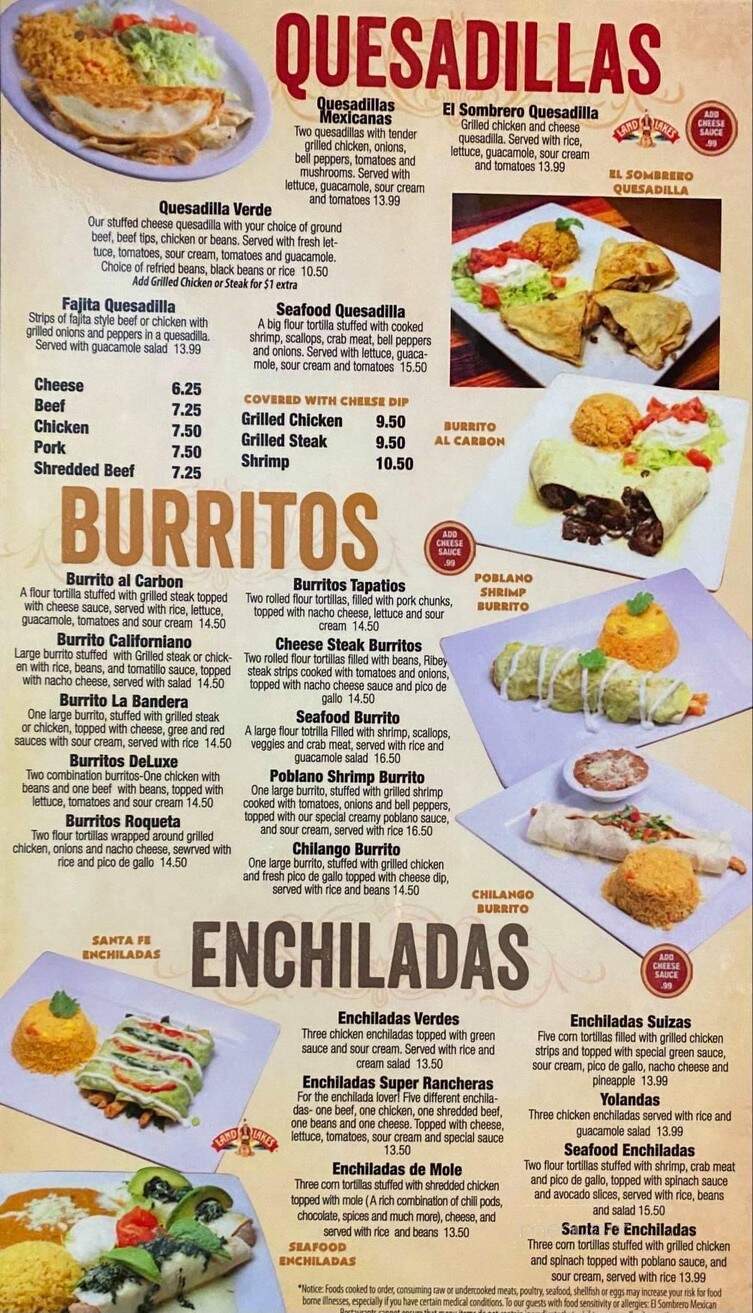 El Sombrero - Roseville, MN menu_pic