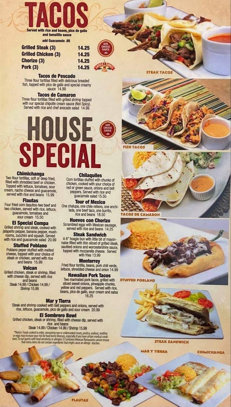 El Sombrero - Roseville, MN menu_pic