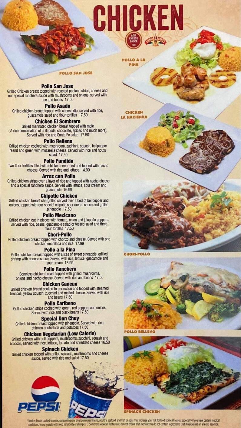 El Sombrero - Roseville, MN menu_pic