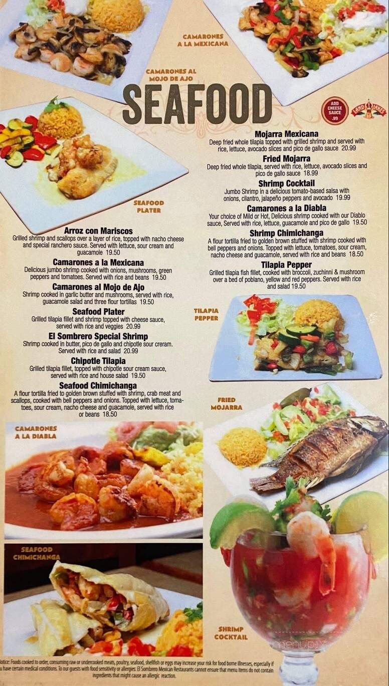 El Sombrero - Roseville, MN menu_pic