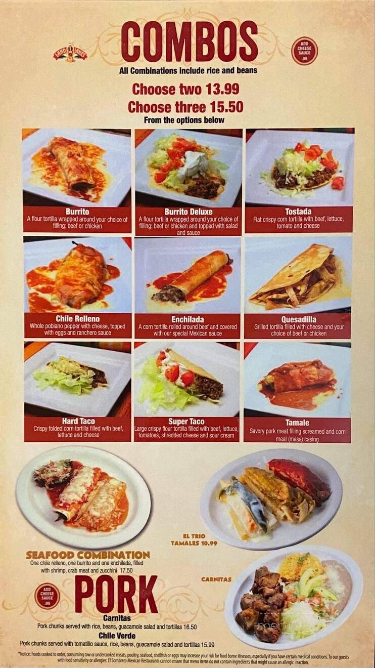 El Sombrero - Roseville, MN menu_pic