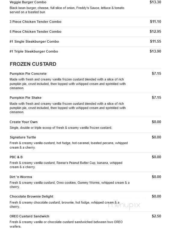 Freddy's Frozen Custard & Steakburgers - Rocky Mount, NC menu_pic