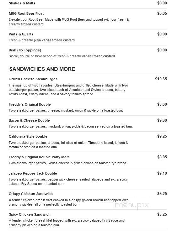 Freddy's Frozen Custard & Steakburgers - Rocky Mount, NC menu_pic