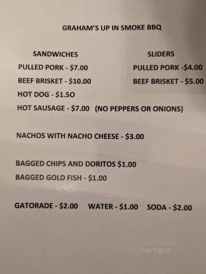 Graham's Up In Smoke BBQ - Philipsburg, PA menu_pic