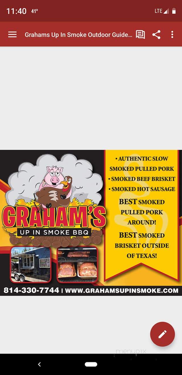 Graham's Up In Smoke BBQ - Philipsburg, PA menu_pic