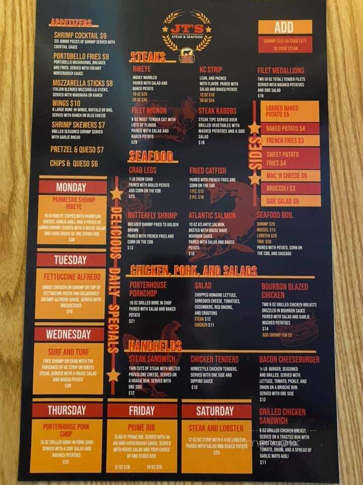 JT's Steak & Seafood - Harrisonville, MO menu_pic