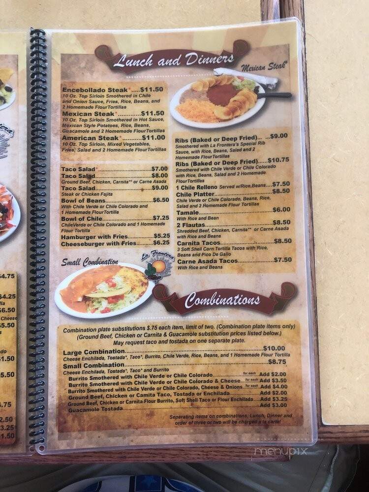 La Frontera Mexican Restaurant - West Jordan, UT menu_pic