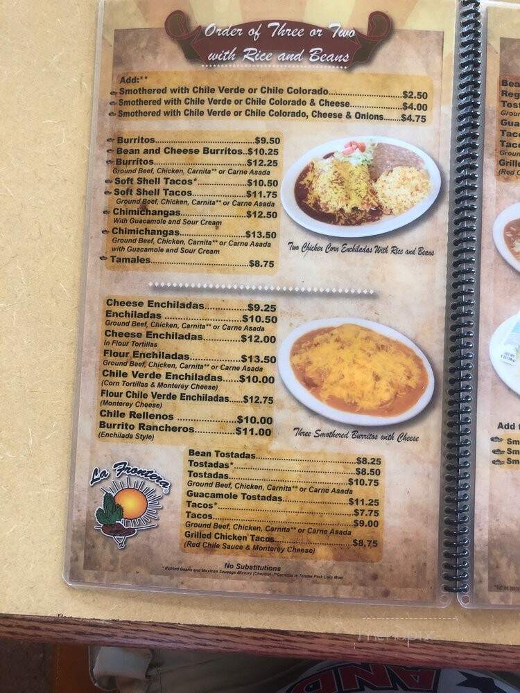 La Frontera Mexican Restaurant - West Jordan, UT menu_pic