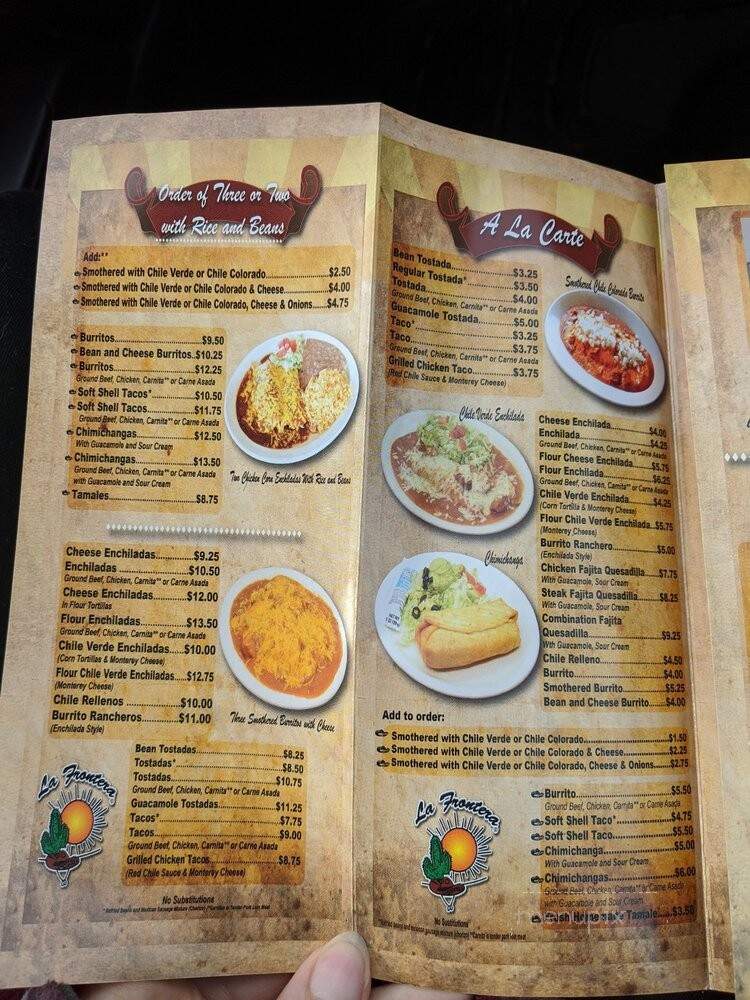 La Frontera Mexican Restaurant - West Jordan, UT menu_pic