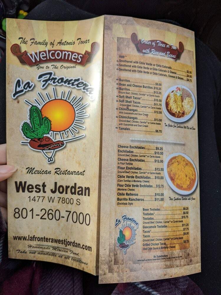 La Frontera Mexican Restaurant - West Jordan, UT menu_pic