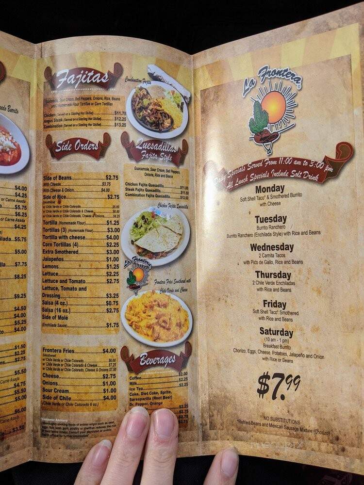 La Frontera Mexican Restaurant - West Jordan, UT menu_pic