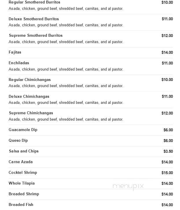 Ponchos Family Mexican Restaurant - Lakewood, CO menu_pic