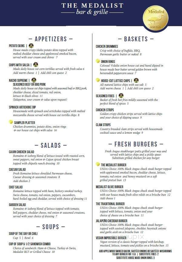 The Medalist Golf Club Bar & Grille - Marshall, MI menu_pic