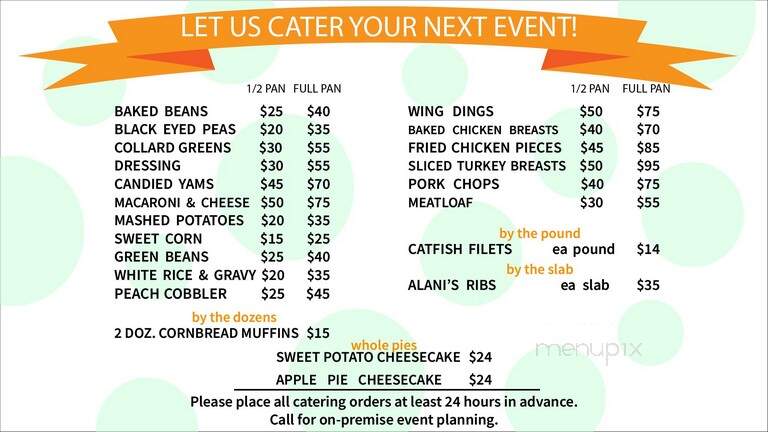 Alani's Soul Kitchen - Warren, MI menu_pic