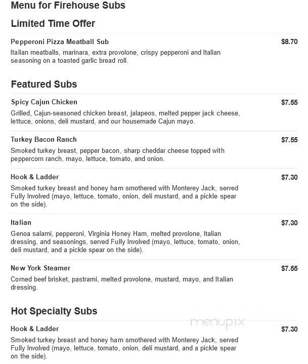 Firehouse Subs - Smithfield, NC menu_pic