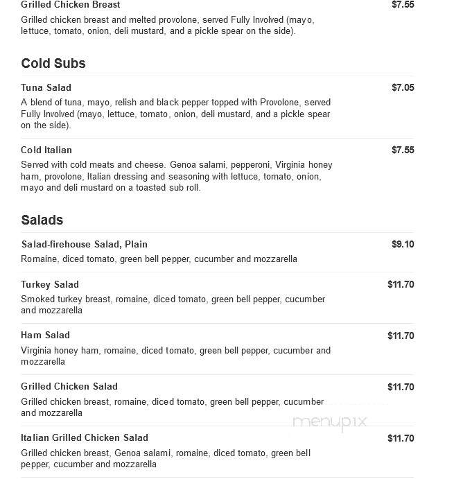 Firehouse Subs - Smithfield, NC menu_pic