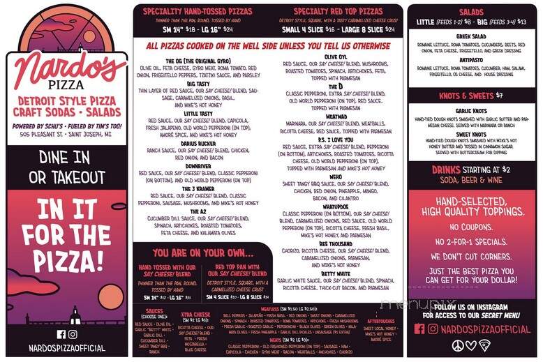 Nardo's Pizza - St. Joseph, MI menu_pic