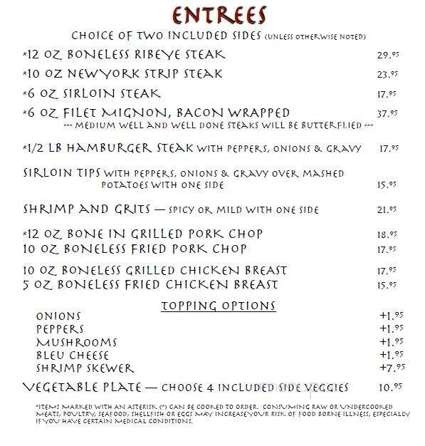 Toonez Chophouse - Marion, NC menu_pic