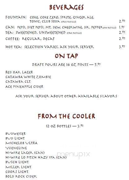 Toonez Chophouse - Marion, NC menu_pic