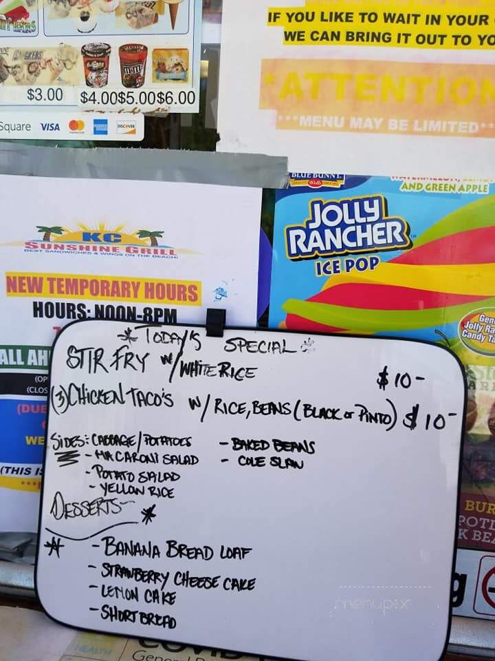 KC Sunshine Grill - North Redington Beach, FL menu_pic