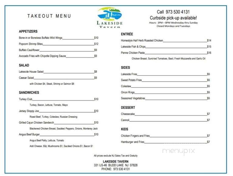 Lakeside Tavern - Budd Lake, NJ menu_pic