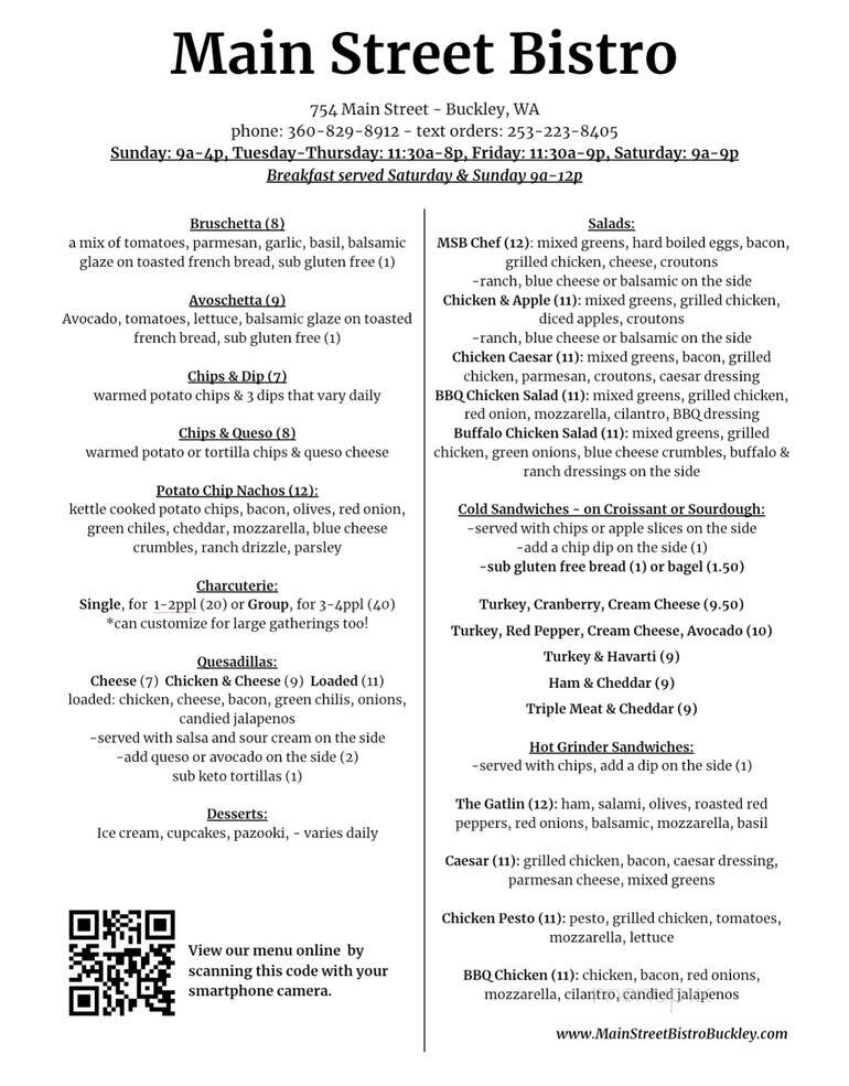 Main Street Bistro - Buckley, WA menu_pic