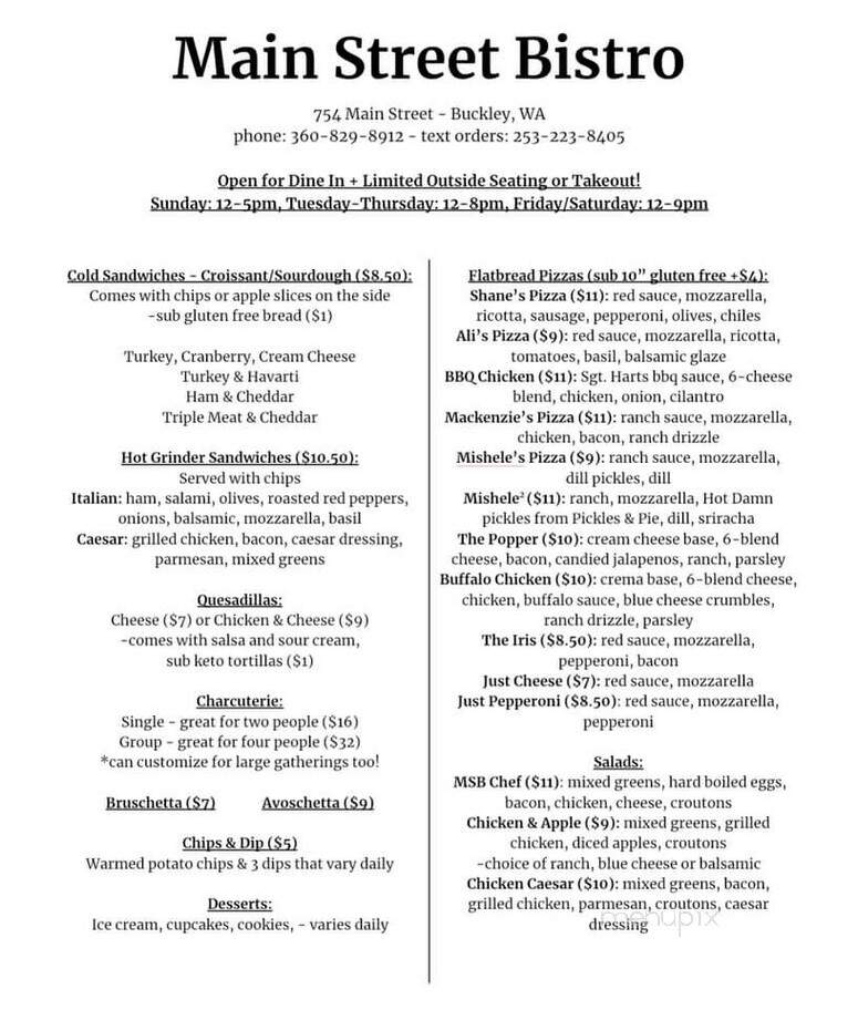 Main Street Bistro - Buckley, WA menu_pic