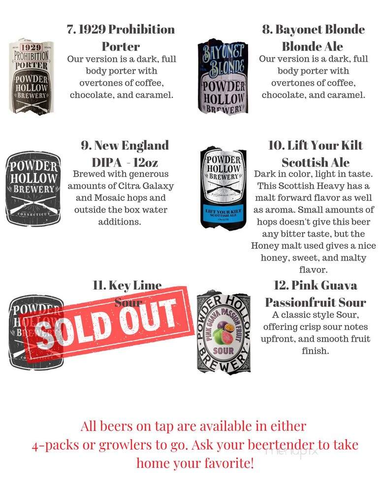 Powder Hollow Brewery - Middletown, CT menu_pic