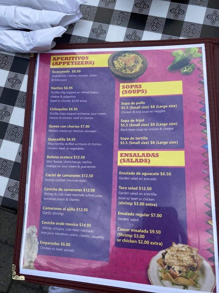 Orale Mexico - New Paltz, NY menu_pic