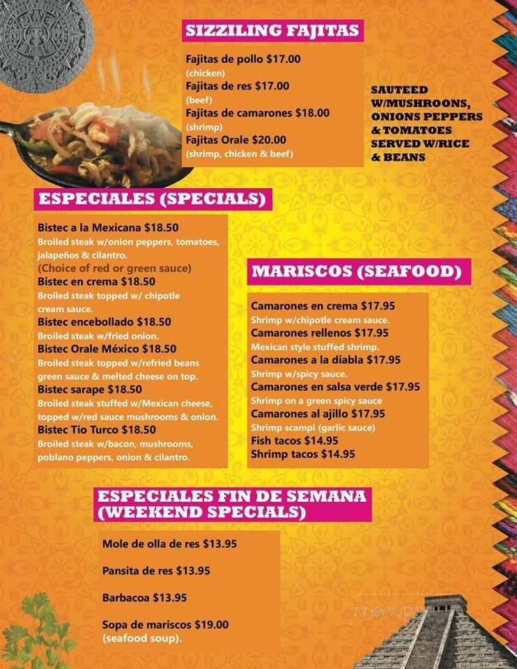 Orale Mexico - New Paltz, NY menu_pic