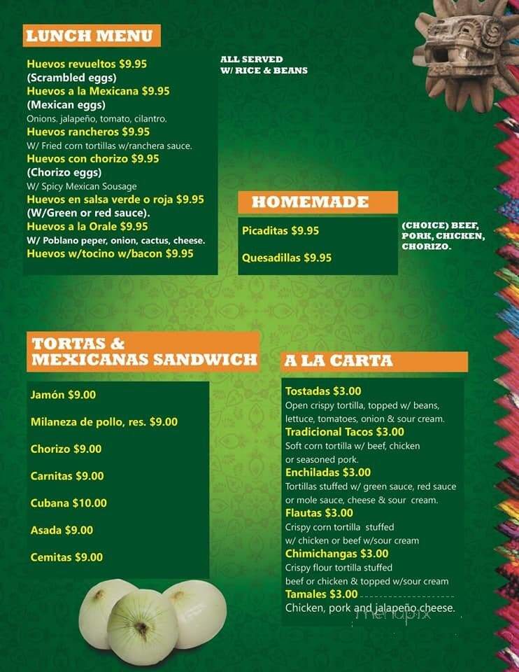 Orale Mexico - New Paltz, NY menu_pic