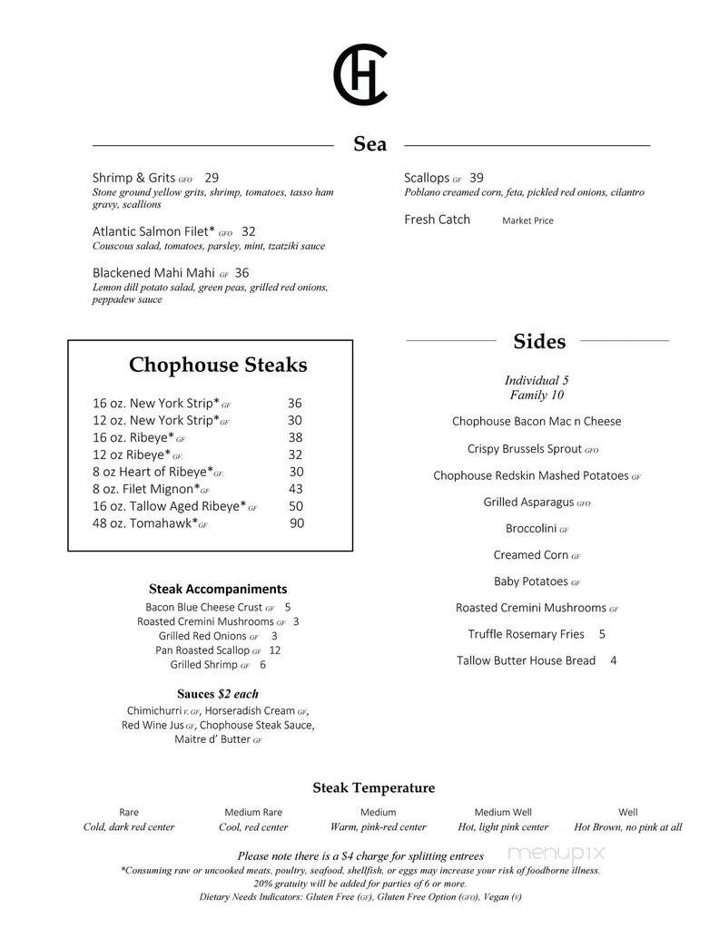 Chophouse Of Chapin - Chapin, SC menu_pic