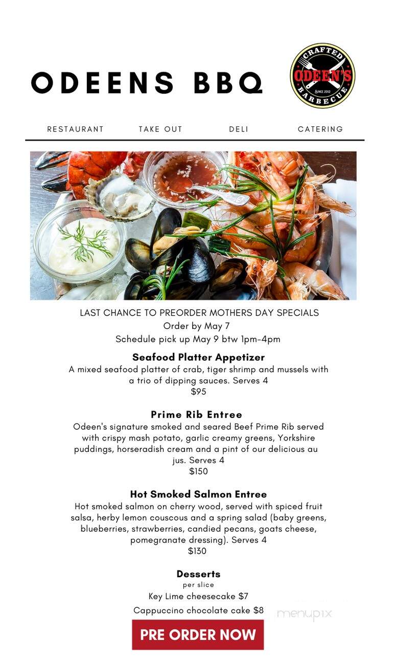 Odeens BBQ - Ridgefield, CT menu_pic
