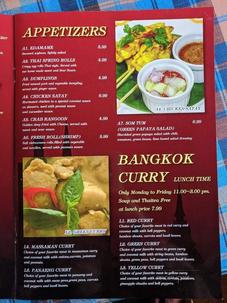 Bangkok Restaurant - Greenville, NC menu_pic