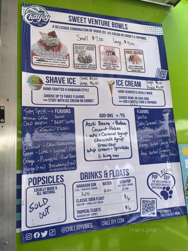 Chilljoy Frozen Treatery - Columbus, OH menu_pic