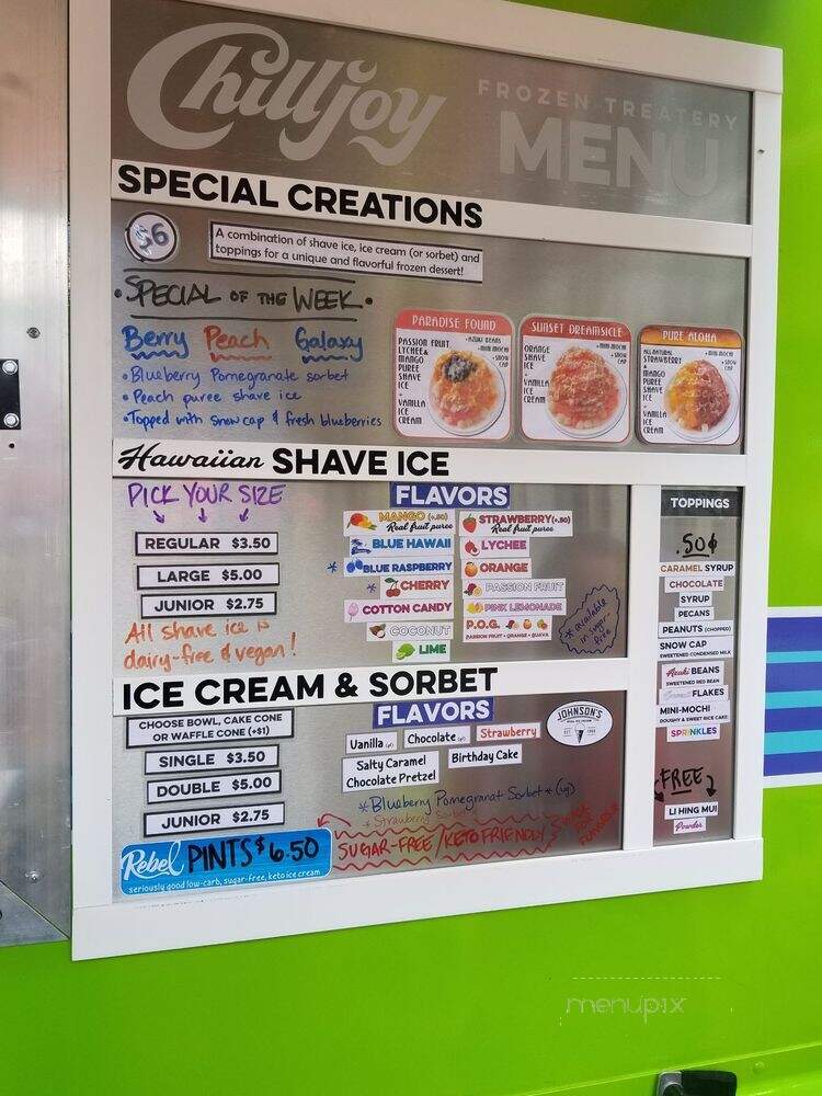 Chilljoy Frozen Treatery - Columbus, OH menu_pic
