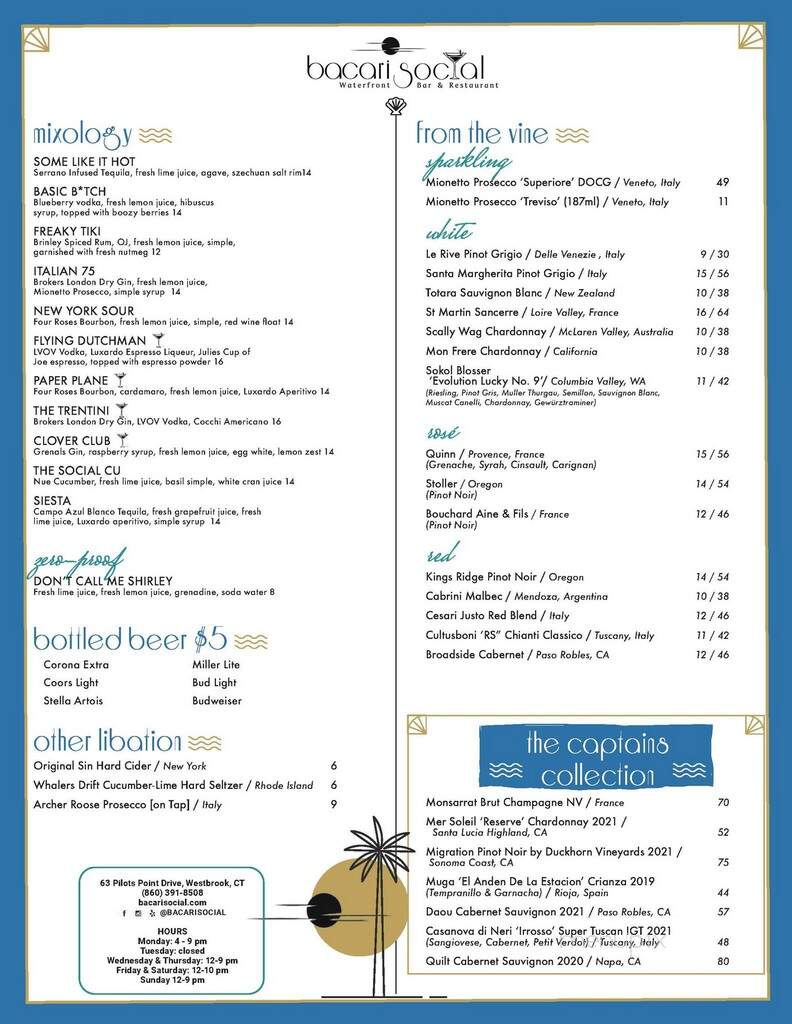 Bacari Social - Westbrook, CT menu_pic