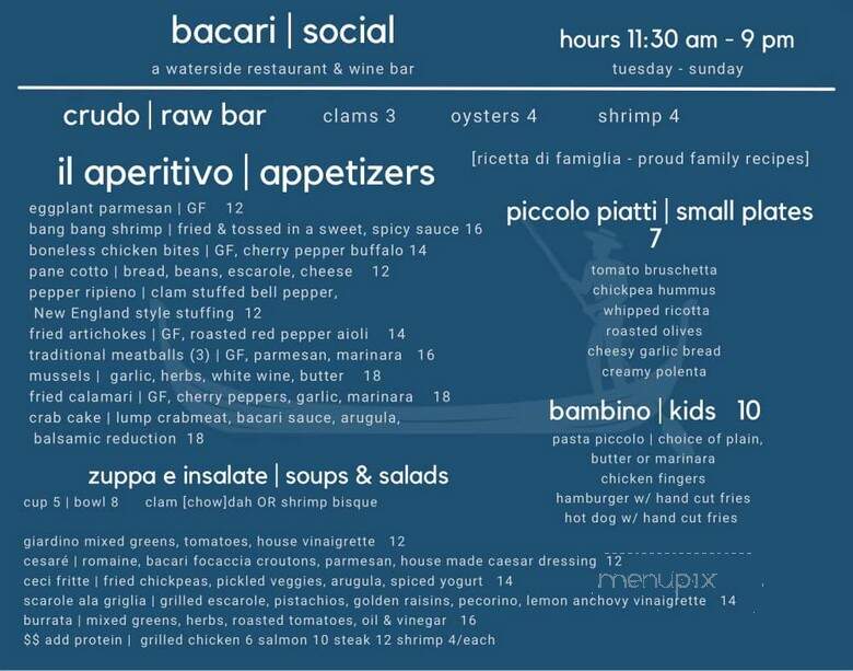 Bacari Social - Westbrook, CT menu_pic