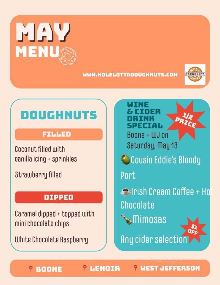 Hole Lotta Doughnuts - West Jefferson, NC menu_pic