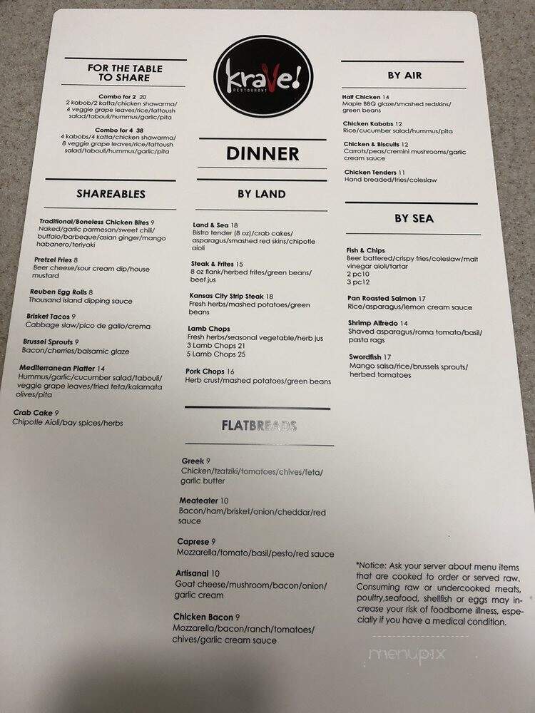 Krave - Lapeer, MI menu_pic