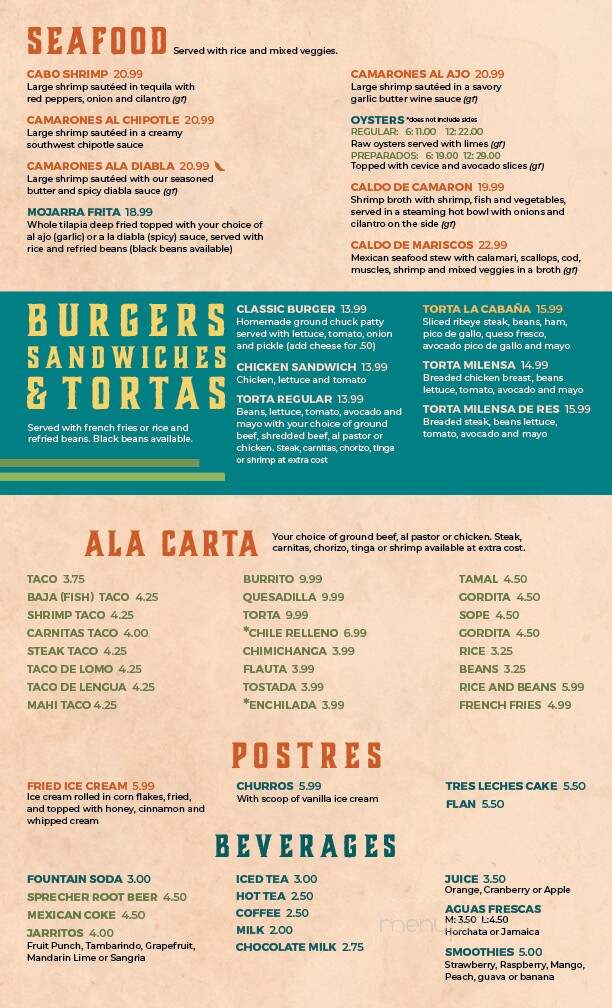 La Cabana Mexican Grill - Fort Atkinson, WI menu_pic