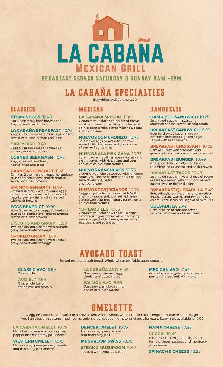 La Cabana Mexican Grill - Fort Atkinson, WI menu_pic