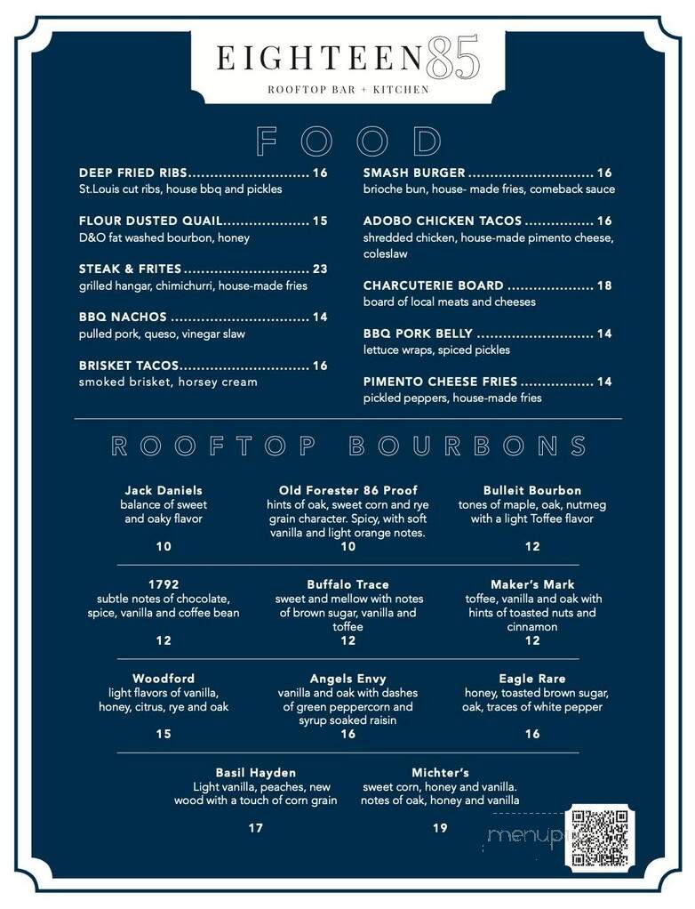 Eighteen85 Rooftop Bar & Kitchen - Columbus, GA menu_pic