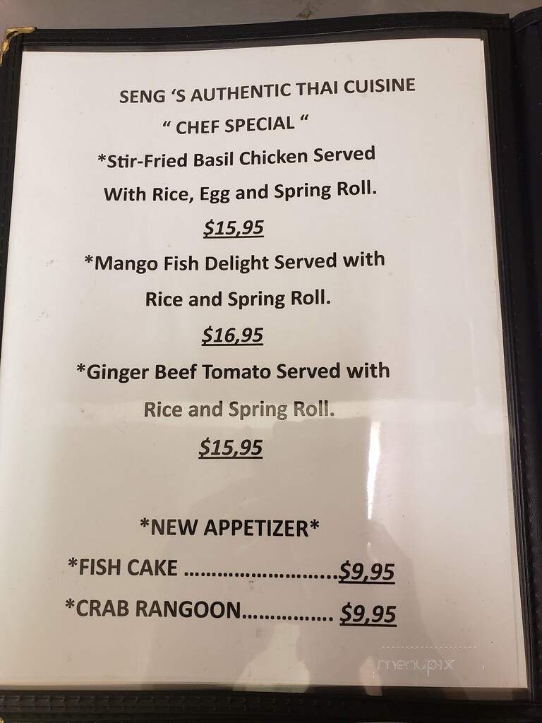 Seng's Authentic Thai Cuisine - Huntsville, ON menu_pic
