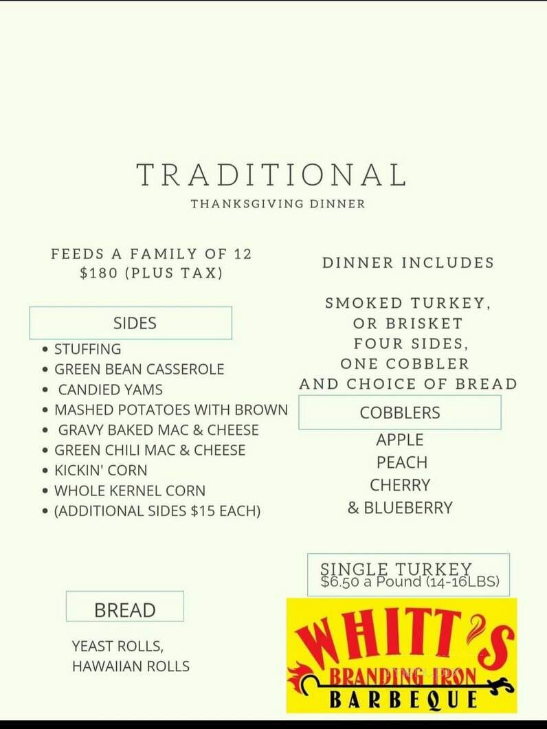 Whitt's Branding Iron - Ruidoso, NM menu_pic