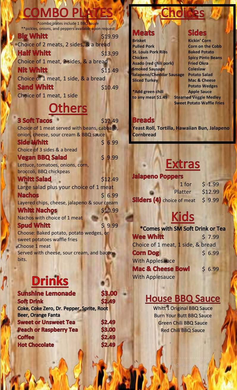 Whitt's Branding Iron - Ruidoso, NM menu_pic