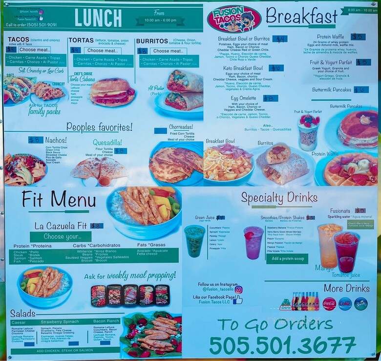 Fusion Tacos - Santa Fe, NM menu_pic